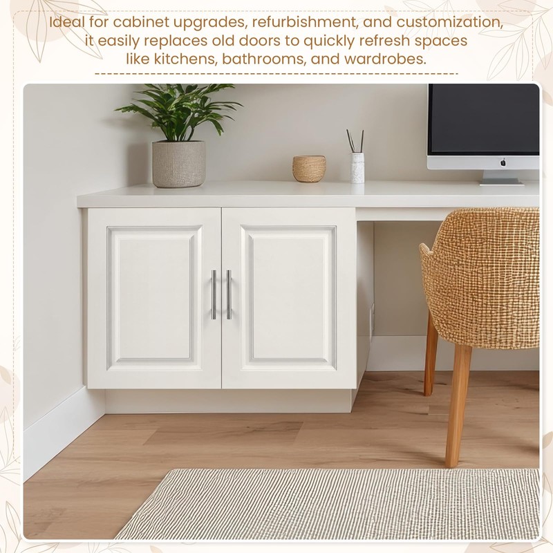 Memorywuu 2 Pcs Built-in Cabinet Doors with Silver Handles 16.25