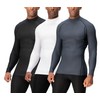 DEVOPS 3 Pack Men's Athletic Turtle Neck Long Sleeve Compression