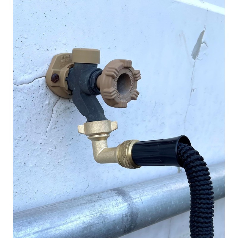 Solid brass lead-free 90 degree garden hose elbow with rubber