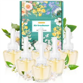 Plug-in Refills Home Plug-in Air Freshener - Jasmine Essential Oil Refills 6-Pack Long-Lasting Fragrance - for Room and Bathroom Wall Plug-in Air Freshener Compatible with Air Wick, Glade
