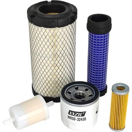XYZIL Tune-Up Filter Kit 206421 Compatible with Miler Bobcat 250 Welder for Kubota D722FB-25 D722 Diesel Engine Driven Welding Generator 3 Cylinder Outer Inner Air Filter Oil In-Line Fuel Filter