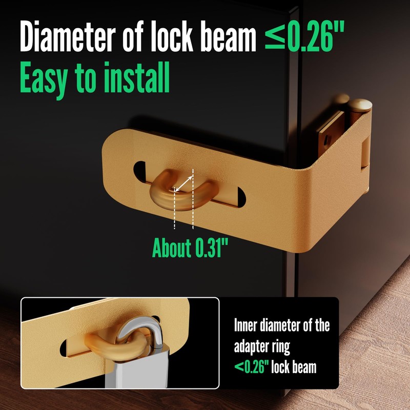 Gemasp Hasp Latch with Lock, 90 Degree Solid 304 Stainless