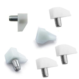 60 Pieces 5mm Shelf Pins Plastic Shelf Support Pegs with Metal Pin Shelf Holder Pins Cabinet Shelf Clips for Kitchen Cabinet Furniture Book Shelves, White