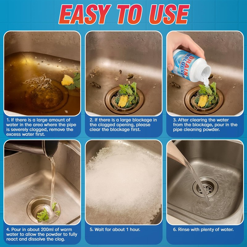 Drain Clog Remover, 260g Sink Drain Cleaner, Pipeline Dredging Agent,