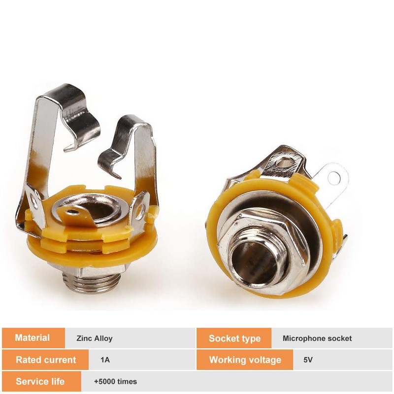 RUNCCI-YUN 6,35mm 1/4 Inch Female Guitar Input Jack, 6,35mm TRS