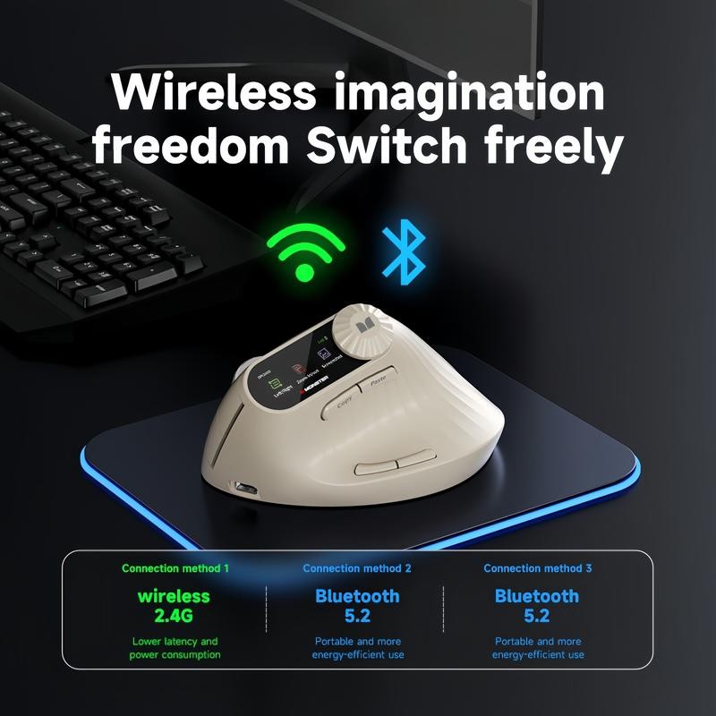 Monster-M2 MAX Version Bluetooth Wireless Mouse Ergonomic Vertical Vertical Mouse