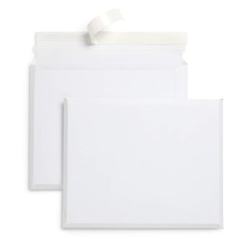 Blue Summit Supplies 25 Rigid Envelopes, Large Expanding Envelopes Self Seal, Rigid Mailer with E-Z Open Tear String, White 9 3/4 x 12 1/4 Inch Mailers with 5/8 Inch Expansion, 25 Pack