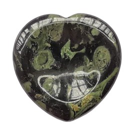 Manekieko Natural Kambaba Jasper Heart Chakra Thumb Worry Stone,Hand Carved Healing Crystal Shaped Stone for Anxiety Stress Relief Meditation