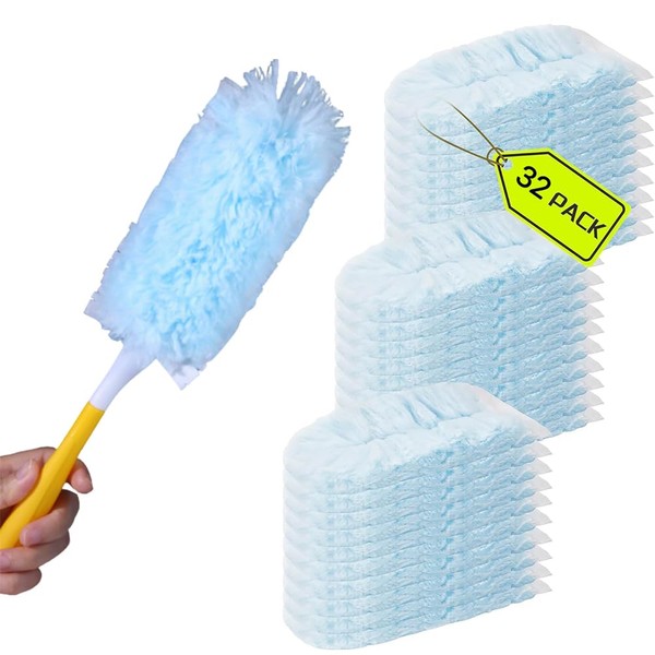 33Pcs Disposable Duster Refills, 360° Double-Sided Duster Traps with Handle