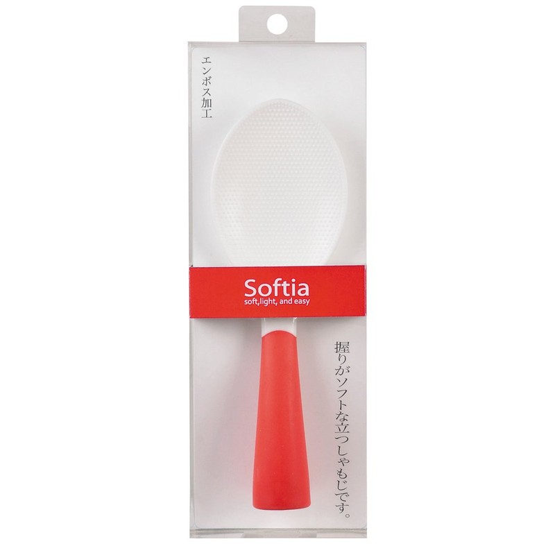 Pearl Metal Softia C-3690 Standing Grip Soft Rice Spoon, Red