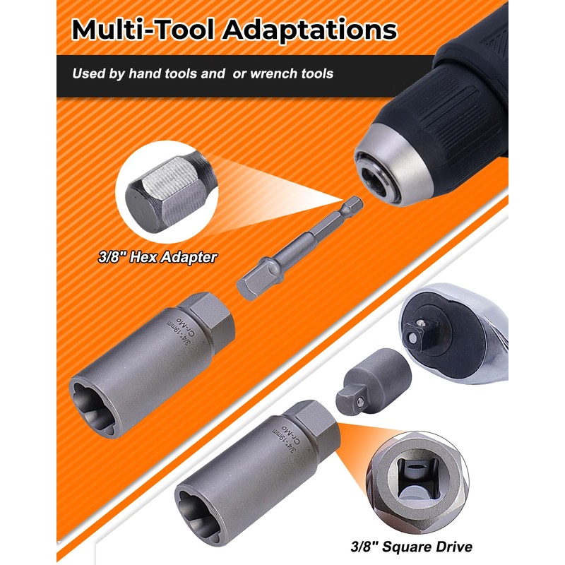 Topme Deep Bolt Extractor Set,16 PCS Impact Bolt & Nut