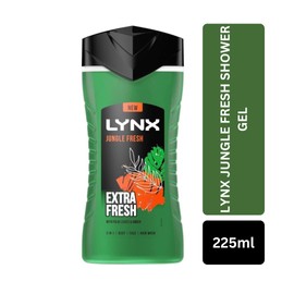 Jungle Fresh 3-in-1 Body, Face & Hair Wash Shower Gel, Extra Fresh, with Palm Leaves & Amber, 225ml
