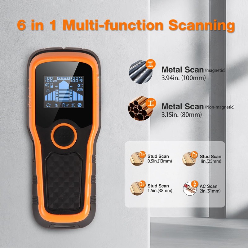 Stud Finder Wall Scanner, Stud Detector 6 in 1 with