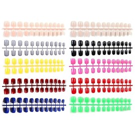 Cetornie 200 Pieces 10 Colors Short False Nails False Nail Tips Square Full Cover Coffin Nails Artificial Acrylic Fake Nails for Nail Art Nail Salon (Bright Color)