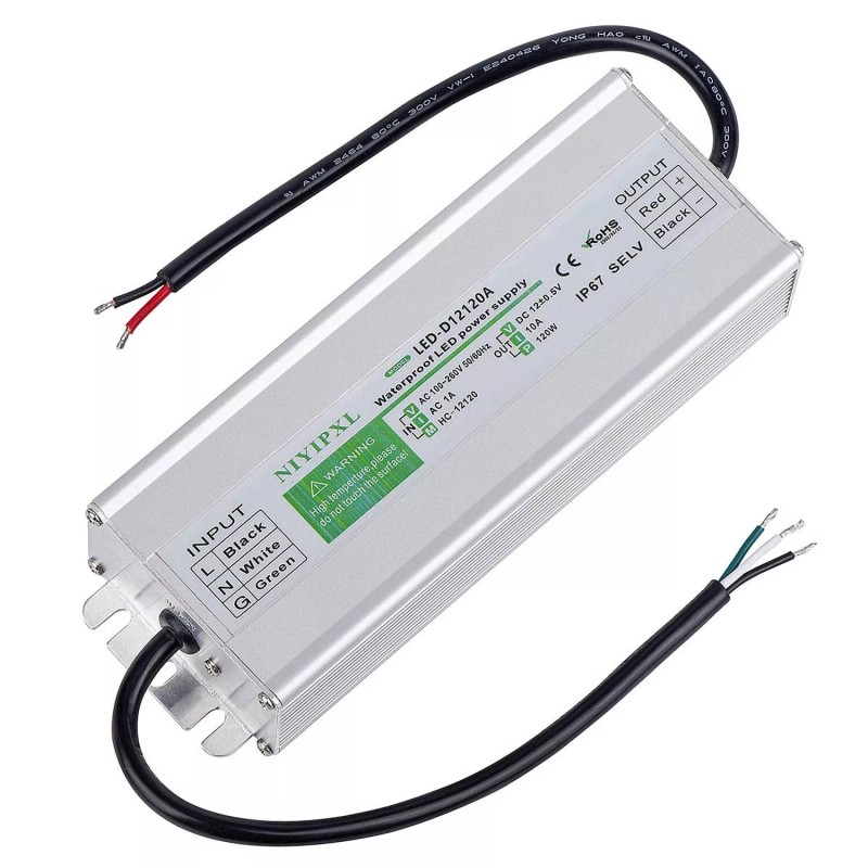 NIYIPXL LED Driver 120 Watts Waterproof IP67 Power Supply Transformer