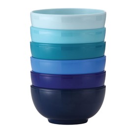 French Bull Melamine Mini Bowls for Snacks, Side Dishes, Dessert, Dipping Sauces or Ice Cream - Colorful Assorted Set of 6-10 ounce - 4" Bowls - Shades of Blue