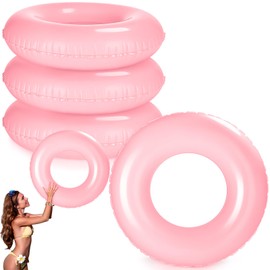 ShinyRelief 4 Pcs Inflatable Pool Floats 44 Inch Swim Rings for Adults Colorful Swim Inner Tube Swimming Ring Raft Float Toys for Beach Swimming Pool Party Supplies (Light Pink)