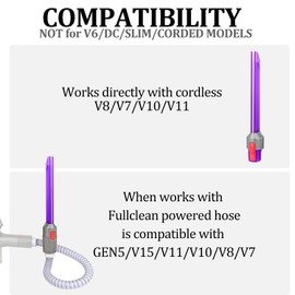 Powered Flexible Hose and Light Pipe Crevice Tool for Dyson Gen5 V15 V8 V7 V11 V10 Cordless Vacuum Cleaner,Illuminates the Dark Gap Corner,Brush Tools Attachments Ideal for Car Cleaning