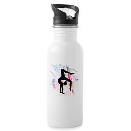 Spreadshirt The Gymnast Silhouette Gymnastics Sports Girls Water Bottle with Straw 600ml White