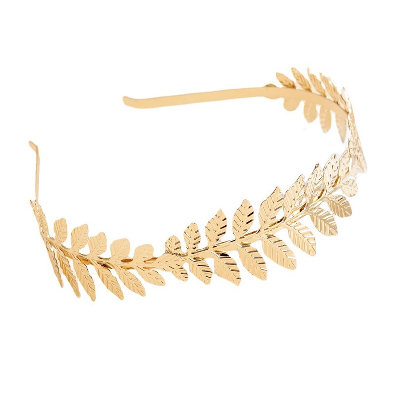 SALOCY Headbands Leaf Branch Bridal Hair Crown Head (Gold)