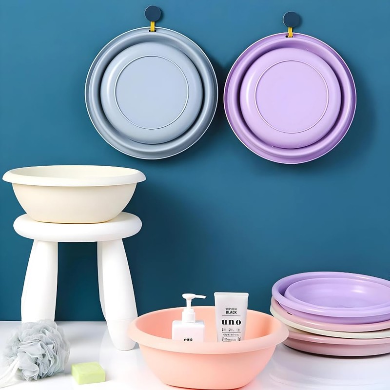 SIC Multi-purpose Folding Bowl, Portable Thermoplastic Rubber, Round Shape, Space-Saving,