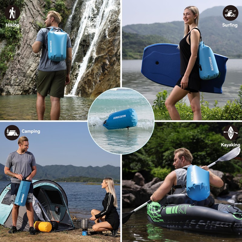 MARCHWAY Floating Waterproof Dry Bag Backpack 5L/10L/20L/30L/40L, Roll Top Sack