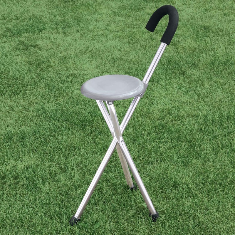 2-in-1 Deluxe Folding Cane Seat, Aluminum