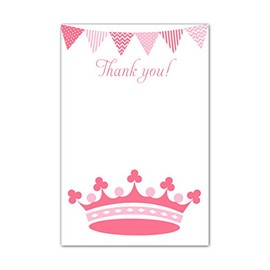 30 Blank Thank You Cards Princess Pink Coral Flag Banner Baby Shower Sprinkle Birthday Party + 30 White Envelopes