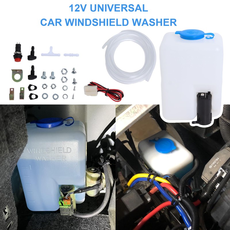 Wadoy Universal Windshield Washer Pump Reservoir Kit 99300 Fluid Reservoir