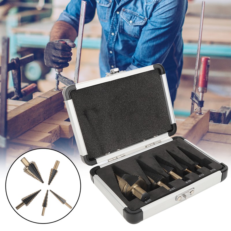 5PCS HSS4241 Step Cone Drill Bit Metric Hole Cutter Bit