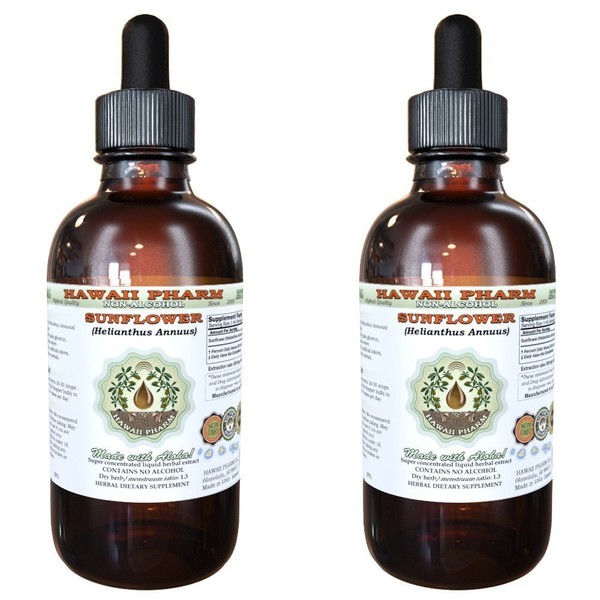 HawaiiPharm Sunflower Alcohol-Free Liquid Extract, Sunflower (Helianthus Annuus) Petals Glycerite Herbal Supplement 2x2 oz