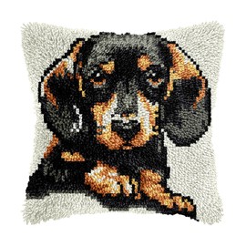 bositigo Dog Latch Hook Pillow Kit for Adults & Kids, DIY Pre-Printed Canvas Craft, 17x154 Inch Decorative Cover for Sofa Cushions, Bedroom Decor (Dog Pattern 138)