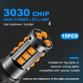 HAISECA AC/DC 9-36V PW24W PWY24W LED Bulb Amber,1200LM DRL Daytime Running Parking Light 12181NA 12174 12182 LED Turn Signal Light for Cars.2-Pack.