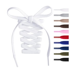 Handshop 2Pair Flat Shoelaces 5/16" - Shoe Laces Replacements For Sneakers and Athletic Shoes Boots White 91cm