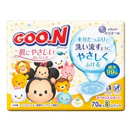 Daio Paper Goon Skin Friendly Wipes, Refill, 70 Sheets x 3 Pieces