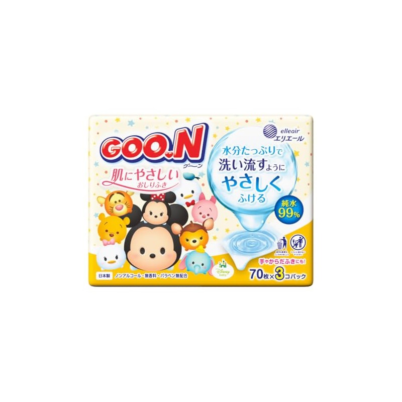 Daio Paper Goon Skin Friendly Wipes, Refill, 70 Sheets x
