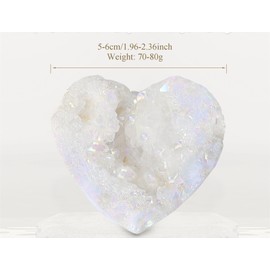 YATOJUZI Angel Aura Quartz Crystals Geode 1.96”-2.36" Heart Crystal Cluster Geodes Rocks Gemstones Crystals and Healing Stones Titanium Coated Geode Reiki Energy Protection Crystal Gifts for Women