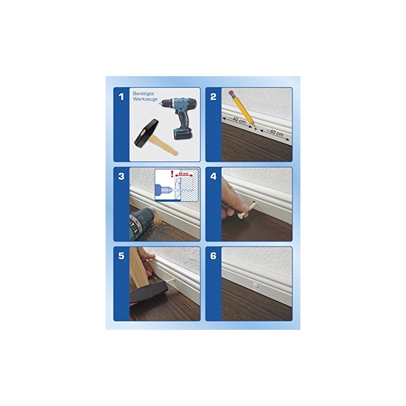 KGM Screw Set for Installing Skirting Boards, white