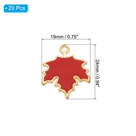 PATIKIL Maple Leaf Pendants, 20 Pack Enamel Tree Leaf Beads Alloy Leaves Charm for Jewelry Making Bracelet Necklace Earring Keychain, Red