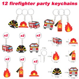 98 PCS Firefighter Party Favors for Kids, Fire Truck Themed Birthday Supplies Decorations Include Slap Bracelets, Keychains, Make a Firefighter Stickers, Temporary Tattoos and Vinyl Stickers
