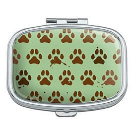 Muddy Dog Paw Print Pattern Rectangle Pill Case Trinket Gift Box