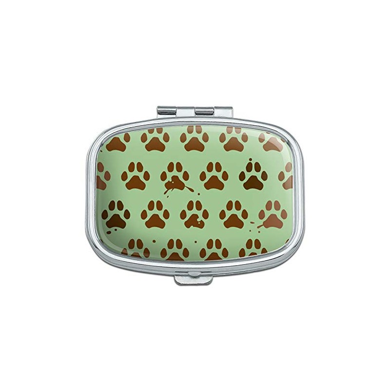 Muddy Dog Paw Print Pattern Rectangle Pill Case Trinket Gift