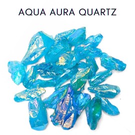 Crystals, Rocks, Jade, Crystals and Healing Stones, Witchcraft Supplies, Healing Crystals, Stones, Healing Stones, Rock Collection, Agate, Raw Stones (Aqua Aura Quartz, 2 Pcs)