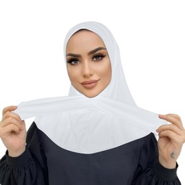 Fashion Muslim Hijab for Women Instant Snap Fastener Hijab Inner Cap Full Cover Head Wraps Scarf Islam Turban Caps White