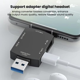 Snblzhef Card Reader 6in1 Type-C 3.1 to USB Adapter USB 3.0 for Computer Car Phone Four Ports Ligth Gold