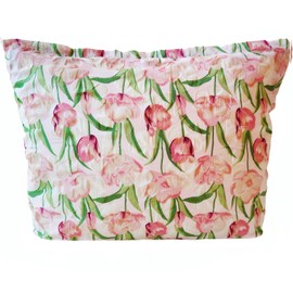 KSMMA Makeup Bag for Women,Canvas Zipper Women Purse,Small Makeup Bag,Floral Cosmetic Bag,Fashion Cosmetic Brush Organizer,Sister Gift Travel Toiletries Bag(Pink)