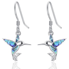 Dreamboat Hummingbird Dangle Drop Earrings for Women 925 Sterling Silver Abalone Shell Bird Hook Jewelry Gifts for Hummingbirds Lovers