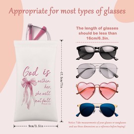 BAYOGITA Pink Christian Decor Glasses Case Gifts - Bow Bible Verse Soft Eyeglass Sunglasses Case, Inspirational Christian Eyeglass Pouch Gifts, Pink Bow Bible Verse Decor Glasses Pouch, 7x3.5 Inches