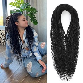 Ajsowju Boho Dreads Synthetic Boho Box Braids Double Ended Dreadlock Extensions 24inches 10 Strands Thin 0.6cm Soft Red Brown DE Dreadlock Extensions (Boho 10 Strands, #350)