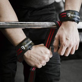 BIOMORPH Professional Lifting Straps 60 cm for Strength Training, Fitness, Bodybuilding - Lifting Straps for Men and Women with Instructions (Red)